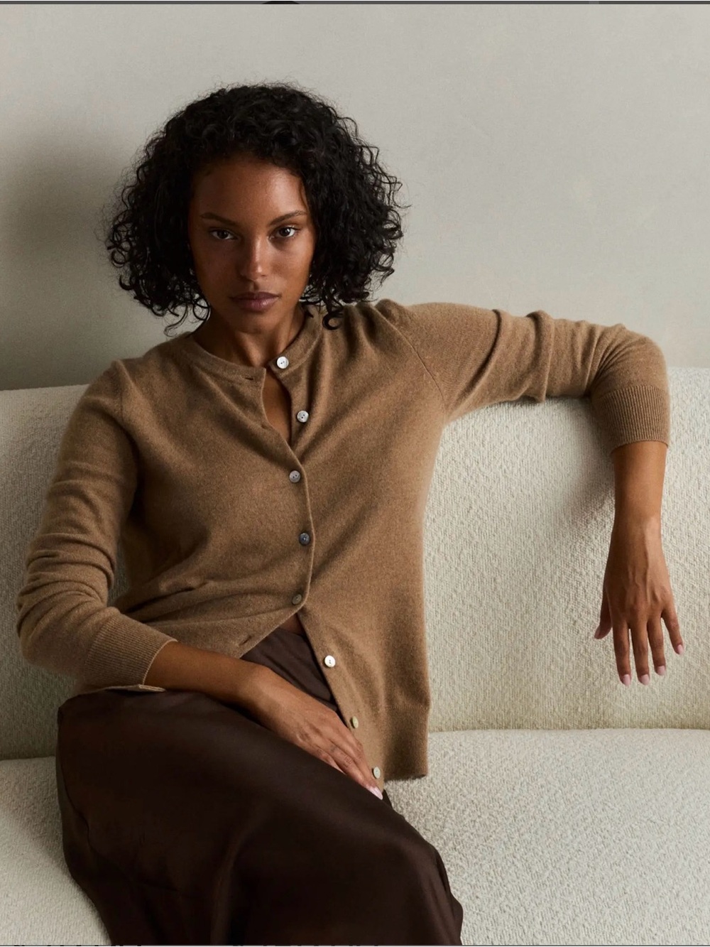 NWOT Quince Mongolian Cashmere Cardigan Sweater in Teak, sz Medium - Picture 2 of 9